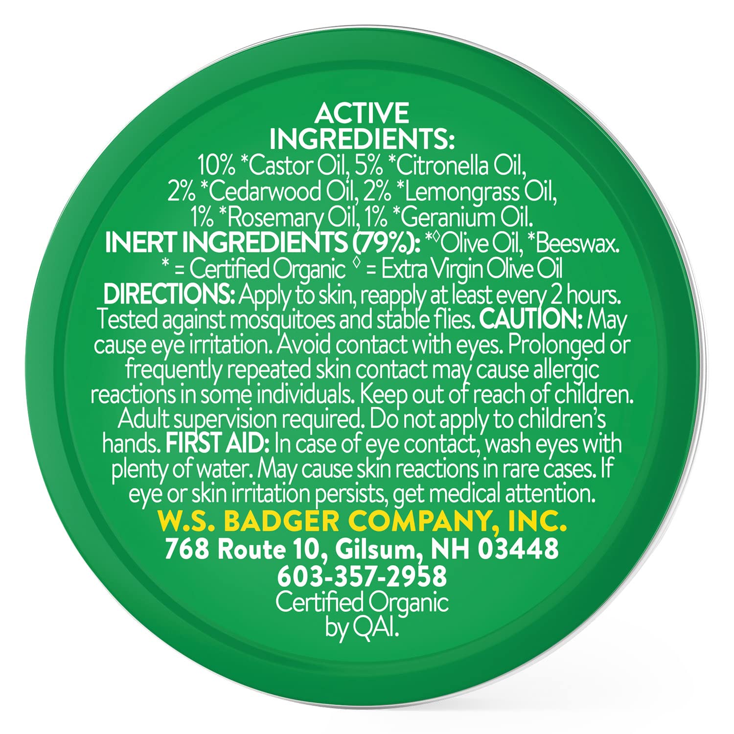 Badger Bug Repellent, Organic Deet-Free Mosquito Repellent with Citronella & Lemongrass, Easy to Use Travel Size Camping Essential, Family Friendly Insect Repellent Balm, .75 oz Tin